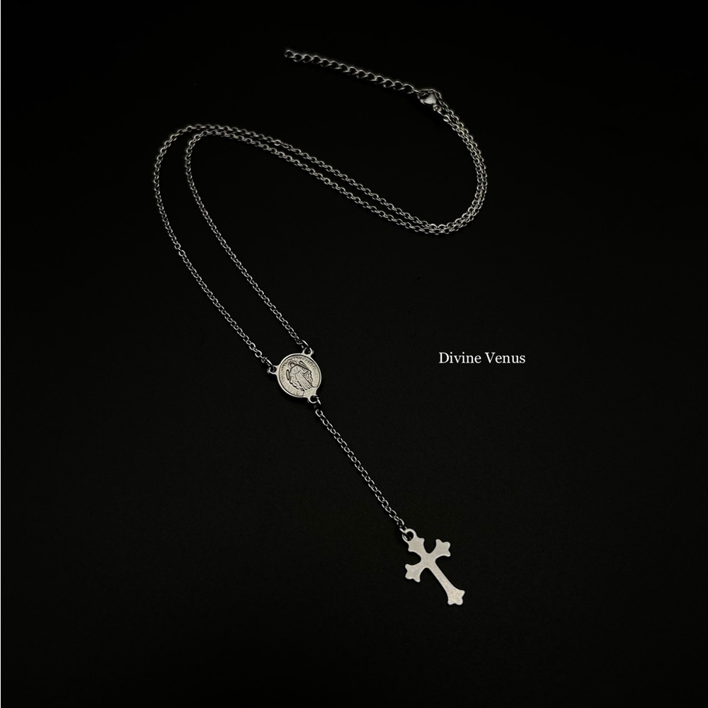 Rosary Style Necklace - Stainless Steel - Handmade